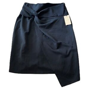 Halogen black twist front asymmetrical midi skirt NWT plus size 1